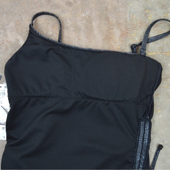 BAR III Faux Snakeskin One-Shoulder One-Piece Swimsuit, Size XS - Picture 10 of 12